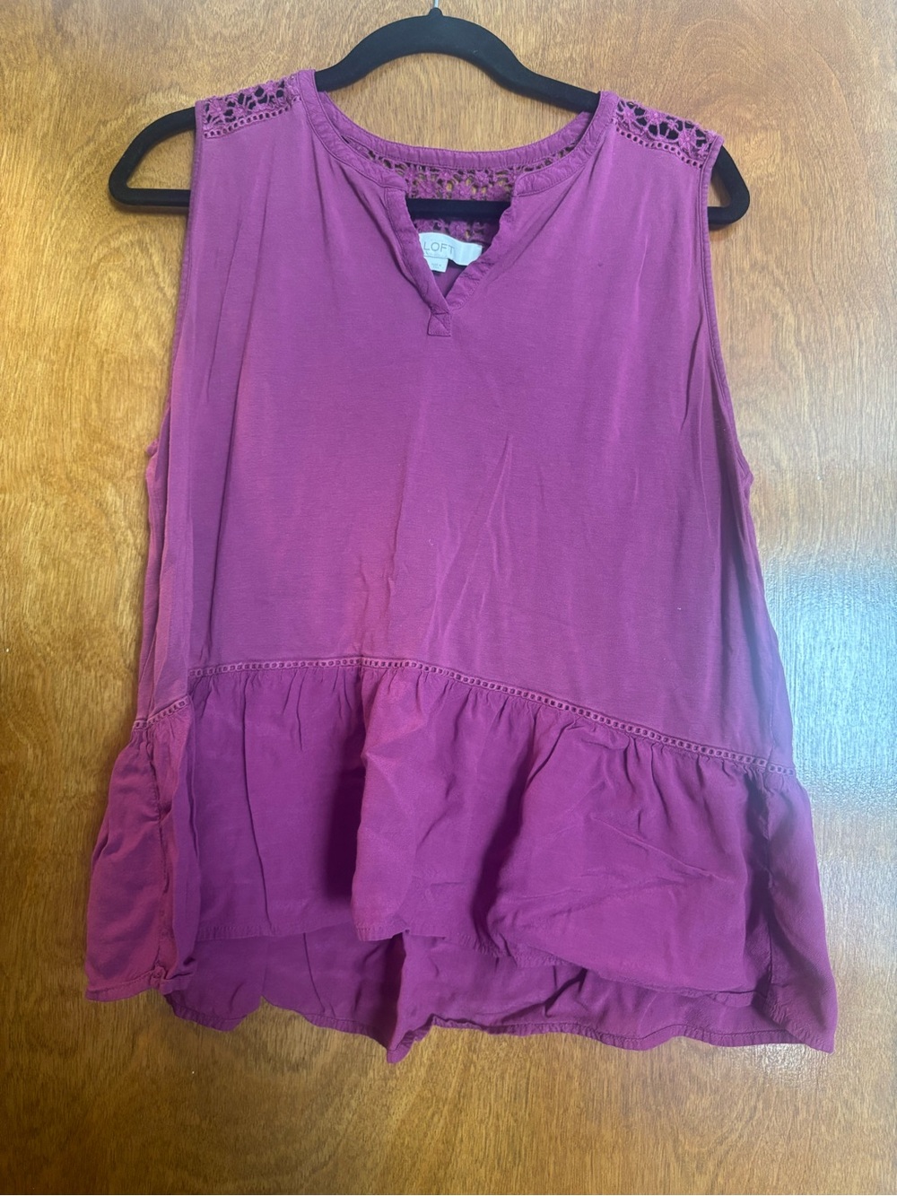 LOFT Sleeveless Peplum Tank in Magenta